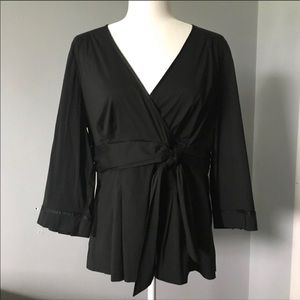 Ann Taylor Black Wrap Blouse